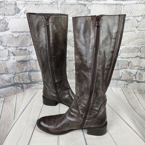 Vintage Tall Fashion Riding Boots Dark Taupe Brown Size 38=7.5 Prep Preppy - Picture 6 of 16